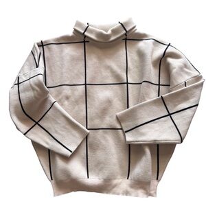 Chicwish Cream and Black Wool Sweater, Soft, Turtleneck, Size Small, Neutral